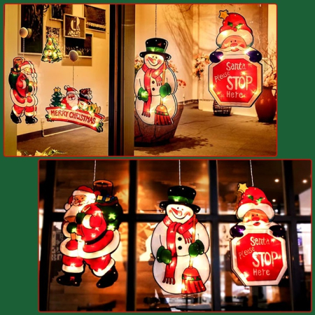 Decoratiune de Crăciun LED – Ornament Geam, Brad, Om de Zăpadă, Moș Crăciun, Multicolor, Alimentare la Rețea [3]