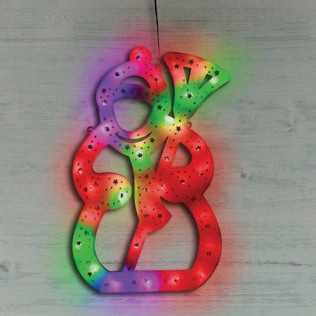 Decorațiune de Crăciun pentru Geam – Om de Zăpadă cu LED Multicolor, 45.5x25.5 cm, Alimentare la Rețea engross [1]