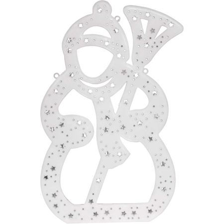 Magia Craciunului - Decorațiune de Crăciun pentru Geam – Om de Zăpadă cu LED Multicolor, 45.5x25.5 cm, Alimentare la Rețea engross