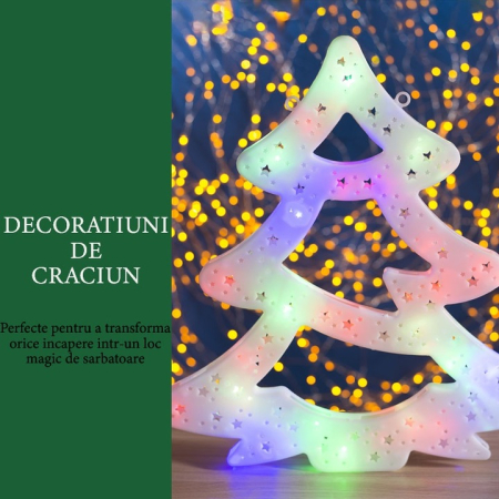 Decoratiune LED RGB de Crăciun, Brad Alb, Dublu Fata-Verso, Aplicabil pe Geam sau Mobilier engross [2]