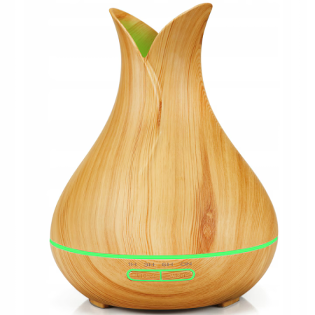 Casa si Bucatarie - Difuzor aromaterapie și umidificator ultrasunete, 130 ml, LED 7 culori, Fără BPA, Maro