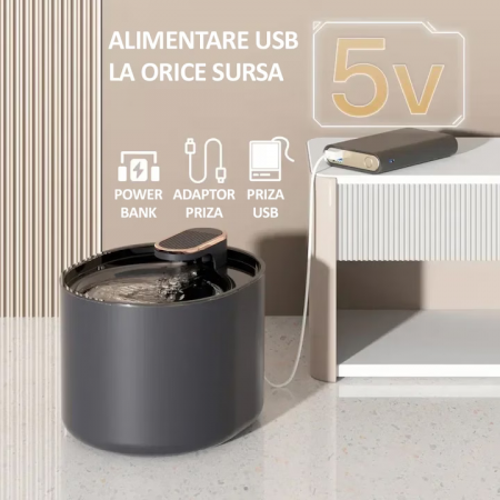 Dispenser Automat de Apă Tip Fântână pentru Pisici și Câini – 3L, Filtrare cu Cărbuni Activ, Silentios, LED Albastru engross [3]