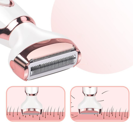 Epilator 4 în 1 multifuncțional, aparat de ras și trimmer, pentru corp, față, sprâncene și nas, reîncărcabil USB, wet & dry, alb [5]