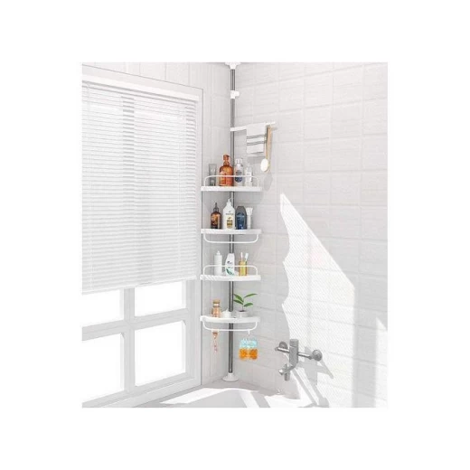 Etajeră Telescopică de Colț pentru Baie, 4 Rafturi Reglabile, 100–320 cm – Organizator Cadă și Duș engross [1]