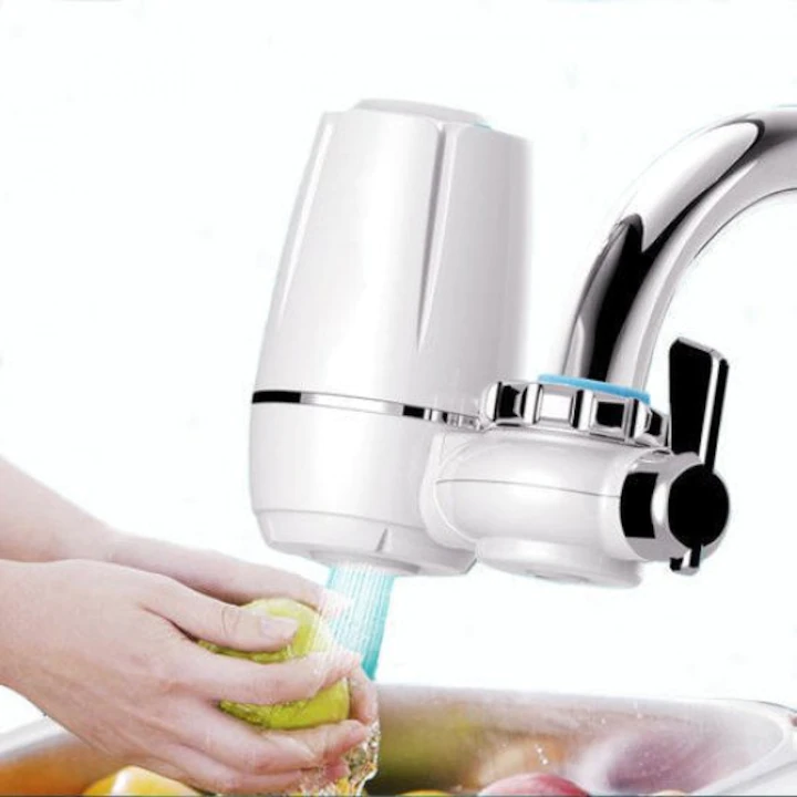 Casa si Bucatarie - Filtru de apă pentru robinet, antibacterian, cu filtrare în 5 etape, ceramică, Nano KDF și cărbune activ din nucă de cocos, debit 7 L/minut