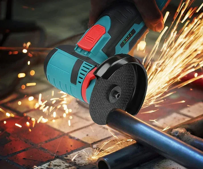 Flex Polizor cu 2 Acumulatori 48V, 19.500 RPM, 6 Discuri 76 mm, Albastru/Negru, Portabil și Profesional pentru Lucrări Precise [7]