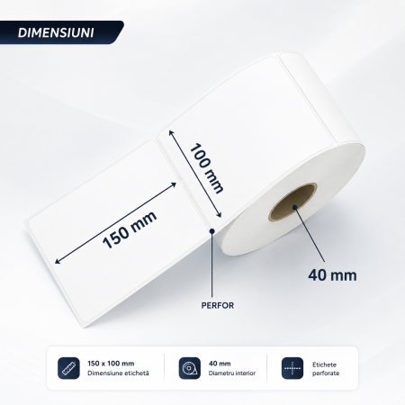 Hârtie Termică pentru Etichete 100 x 150 mm, Set 250 Etichete Autoadezive, Culoare Albă, Compatibilă cu Imprimante Termice, Ideală pentru AWB și Expediții [1]