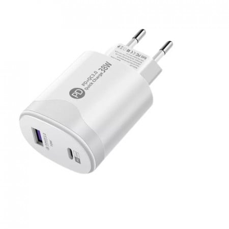 Încărcător de Rețea PD80, 38W, 2 Porturi USB – Alb | Vânzare en-gros [1]