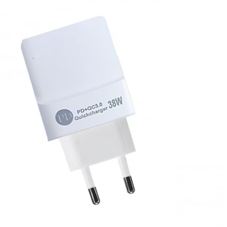 Accesorii Telefoane - Încărcător de Rețea PD80, 38W, 2 Porturi USB – Alb | Vânzare en-gros