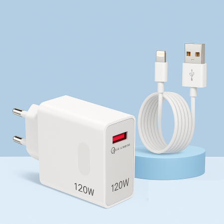 Accesorii Telefoane - Încărcător Super Rapid 120W, Universal 100-240V, Adaptor Alimentare USB lightning pentru Iphone Engross