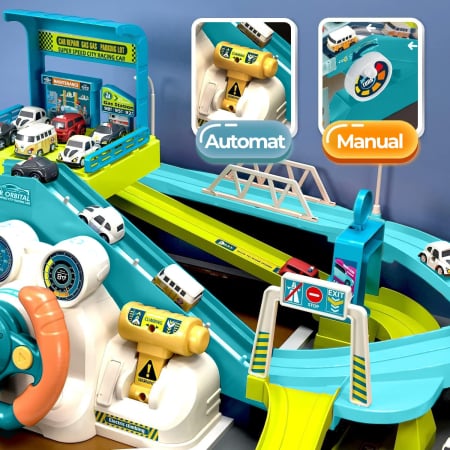 Jucărie Interactivă 2 în 1 Parcare cu Volan, Sunete și Muzică, 4 Mașinuțe Incluse, 50×32×23 cm engross [5]