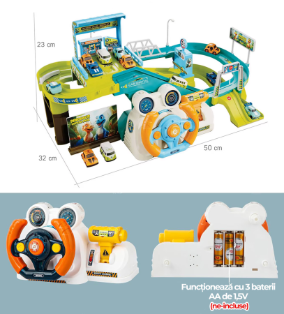 Jucărie Interactivă 2 în 1 Parcare cu Volan, Sunete și Muzică, 4 Mașinuțe Incluse, 50×32×23 cm engross [7]