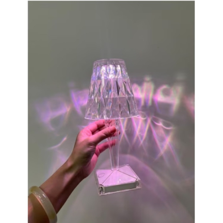 Lampă de Birou Portabilă din Cristal, Reîncărcabilă USB, 3 Culori, Control Tactil, 2000 mAh, 25 cm, Decor Elegant engross [5]