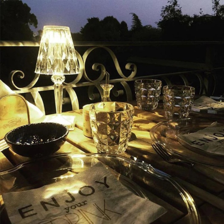 Lampă de Birou Portabilă din Cristal, Reîncărcabilă USB, 3 Culori, Control Tactil, 2000 mAh, 25 cm, Decor Elegant engross [4]