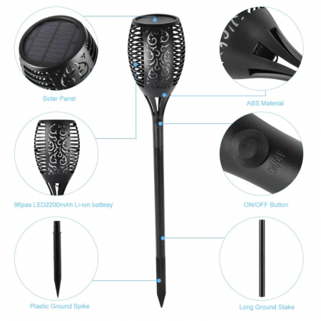 Lampă solară cu efect de flacără – 33 LED-uri, înălțime 58 cm engross [1]