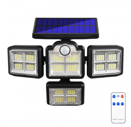 lampi si Lanterne solare led engros - Lampă Solară de Exterior cu 333 LED, Senzor Mișcare, Brațe Reglabile și Telecomandă engross