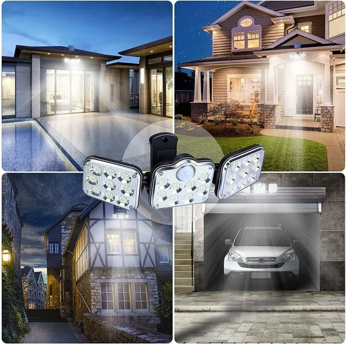 Lampă Solară de Perete Exterior cu Senzor, 138 LED-uri, 3 Moduri, Panou Rotativ și Iluminare 360° engross [1]