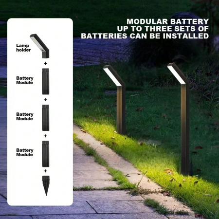 Lampă solară LED grădină, înălțime reglabilă până la 97 cm, design modular, protecție IP65, rezistentă la intemperii [2]