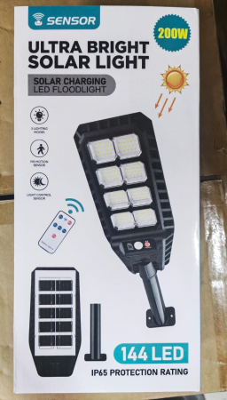 lampi si Lanterne solare led - Lampă Solară Stradală IP67  – Senzor Mișcare, Telecomandă, Alb Rece 6500K engross