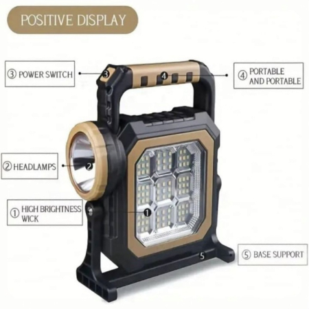 Lanternă Solară Camping S-8030-B, 1200 Lumeni, Baterie 2400 mAh, Rezistentă la Apă, Interior/Exterior engross [1]