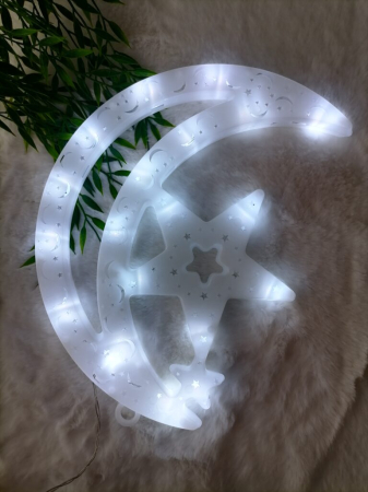 Magia Craciunului - Lumini LED Stea și Lună pentru Eid și Ramadan, Decor Festiv Interior/Exterior engross