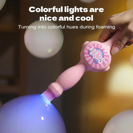 Mașină electrică de făcut baloane de săpun, roz, 3 ani+, funcționare automată, baterie reîncărcabilă inclusă, încărcare USB, soluție inclusă [1]
