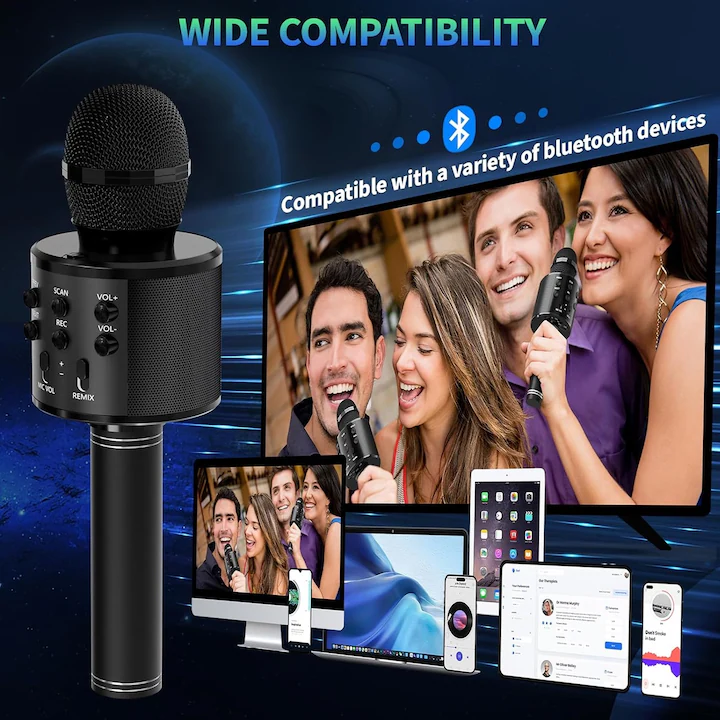 Microfon Karaoke Wireless cu Boxă Bluetooth – Sunet Puternic, Design Compact, Efecte Echo și Bass Ajustabil engross [22]