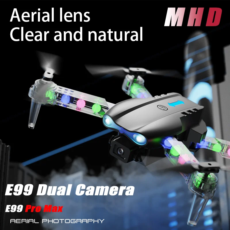 Mini Dronă Pliabilă E99 Pro Max Light Edition – Cu 2 Camere HD, Brate LED Colorate, 100m Rază, 2 Baterii 1800mAh emgross [4]
