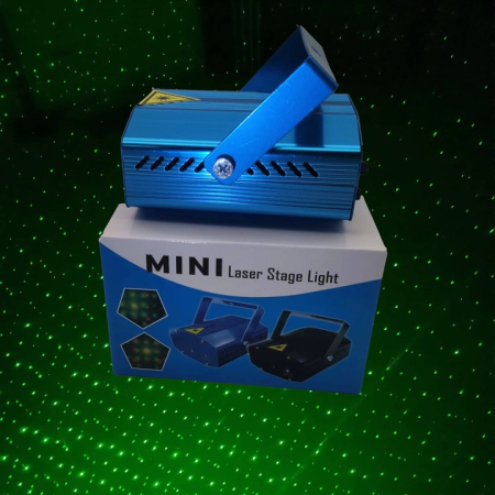 Mini Laser Show Compact – Lumină Verde 50mW și Roșie 100mW, 4 Butoane Control, Albastru engross [1]