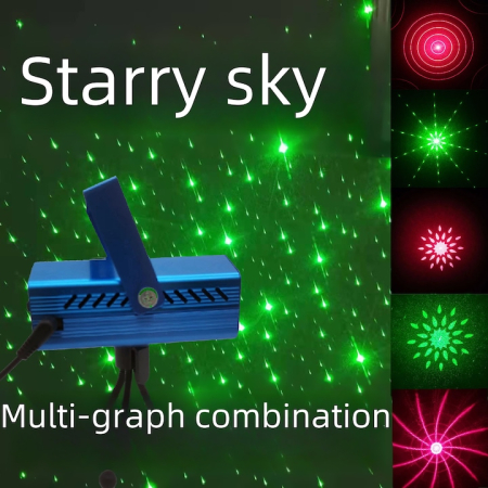 Mini Laser Show Compact – Lumină Verde 50mW și Roșie 100mW, 4 Butoane Control, Albastru engross [4]