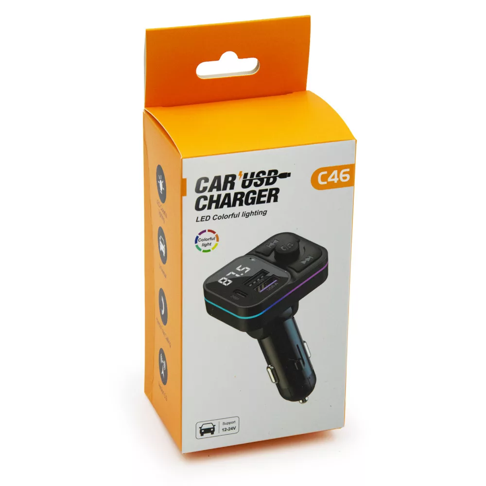 Modulator FM auto C46, USB-C + 2xUSB, LCD, LED, Hands-Free, 12–24V engross [4]