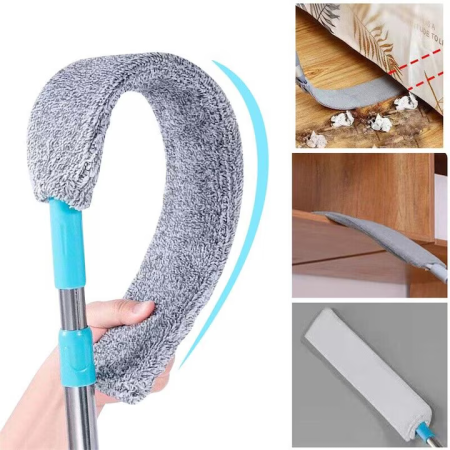 Casa si Bucatarie - Mop flexibil multifuncțional, mâner telescopic 106–150 cm, lavetă microfibră 40 x 8,5 cm, metal și plastic