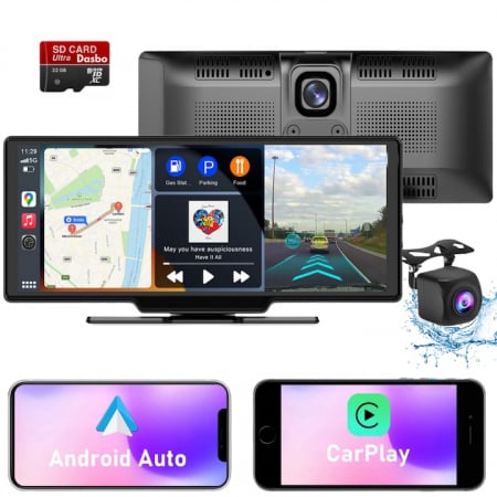 Accesorii auto - Navigatie Auto Multimedia, Display 10.26 inch, Camera inregistrare fata + spate inclusa, Ecran IPS HD full-touch, CarPlay/Android Auto, Wireless, MirrorCast, Split-screen, Negru-engross