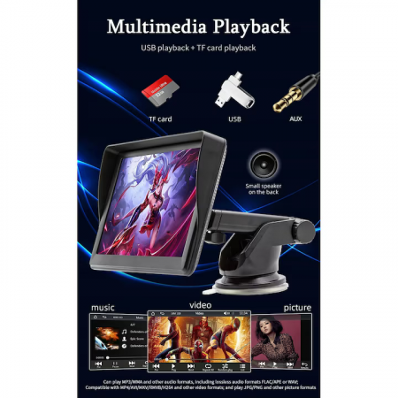 Navigatie Carplay cu display 7 inch, Internet, Aplicatii, Usb, Bluetooth , Negru- engross [6]