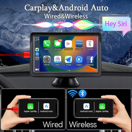 Navigatie Carplay cu display 7 inch, Internet, Aplicatii, Usb, Bluetooth , Negru- engross [3]