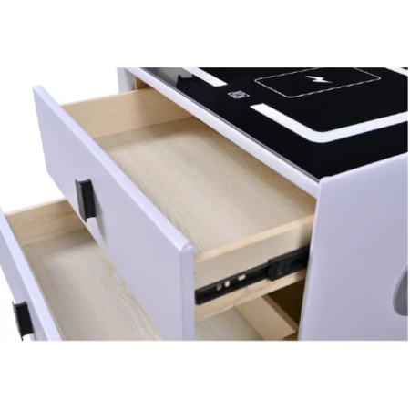 Noptieră Smart Multifuncțională Premium cu LED Tactil, Încărcare Wireless Qi, USB-C și Difuzor Bluetooth, 50 x 40x 46 cm [4]
