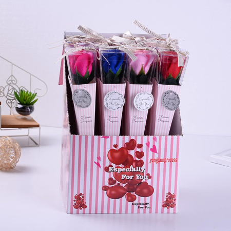 Pachet cu 12 Trandafiri de sapun parfumati, ambalati individual, Multicolor, engross [4]