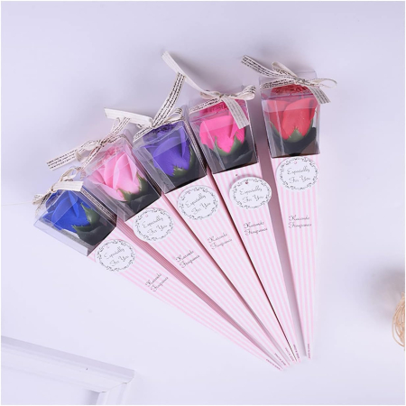 Pachet cu 12 Trandafiri de sapun parfumati, ambalati individual, Multicolor, engross [8]