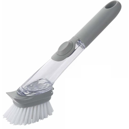 Casa si Bucatarie - Perie de Spălat Vase 3-în-1 cu Dispenser Detergent, Racletă Integrată, 1 Rezervă , Peri din Nailon