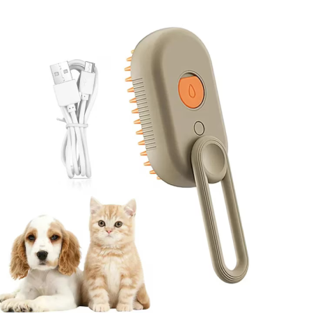 Pentru animale de companie - Perie Electrică cu Abur 3-în-1 pentru Pisici și Câini, Antistatică, Reîncărcabilă USB-C, Masaj & Curățare Blană