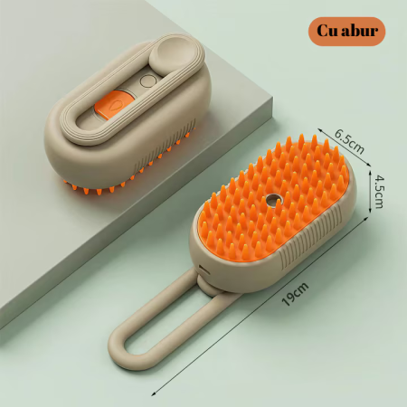 Perie Electrică cu Abur 3-în-1 pentru Pisici și Câini, Antistatică, Reîncărcabilă USB-C, Masaj & Curățare Blană [2]