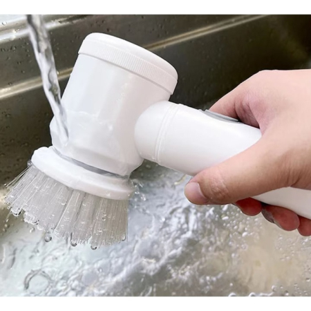 Perie Electrică de Curățare Multifuncțională, 3 Capete Rotative, USB Reîncărcabilă, Alb, Material ABS Durabil, Compactă și Portabilă, Set Accesorii Inclus [3]