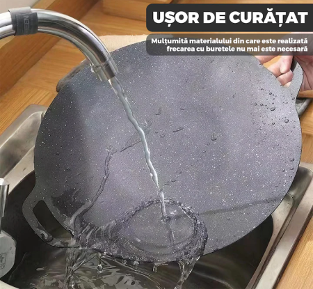 Plită japoneză 36 cm, înveliș antiaderent, construcție pluristratificată, material rezistent, negru [5]