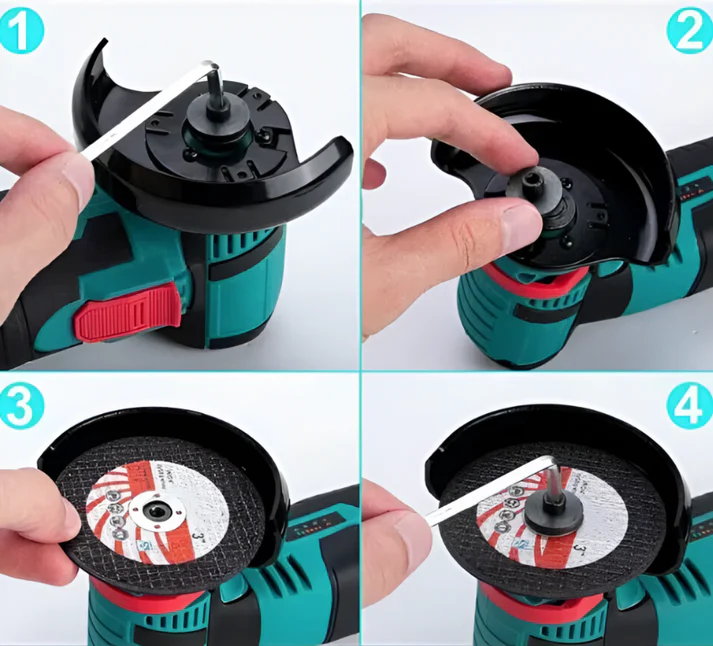Polizor unghiular compact cu 2 Acumulatori de 48V cu disc de 3", portabil și ușor de utilizat, echipat cu 2 discuri pentru polizare [3]