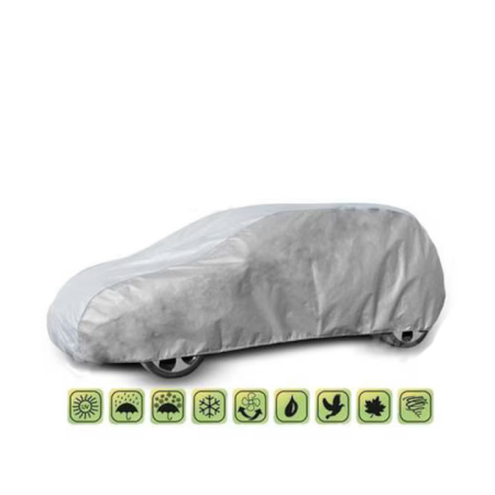 Prelată auto impermeabilă 540x175x120 cm, material PP netesut, protecție UV, fixare cu benzi elastice și curele, geantă depozitare inclusă, gri [2]