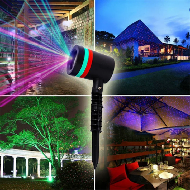 Proiector Laser Colorat 3D Holografic – 2 Culori (Roșu & Verde), IP44, Exterior & Interior, 100 m², Negru engross [4]