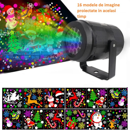 Proiector Laser LED pentru Crăciun, 16 Modele Simultane, Exterior & Interior, Alimentare la Rețea – Decor Festiv Profesional engross [2]