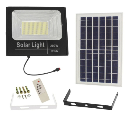 lampi si Lanterne solare led - Proiector LED Solar 200W cu 42 LED SMD, Panou Solar, Telecomandă cu Setare Timp și Intensitate, Rezistență IP67, pentru Exterior