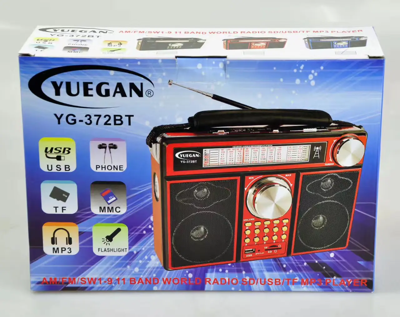Radio portabil YUEGAN YG-372BT cu 3 benzi FM/AM/SW și display digital Engross [1]