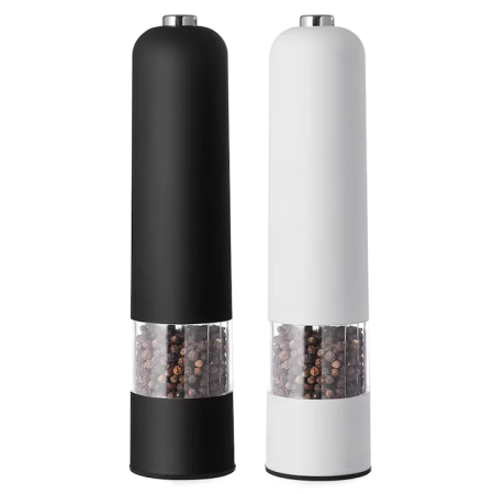 Casa si Bucatarie - Râșniță Electrică cu Reglaj al Granulației – Mecanism Ceramic Durabil, LED Integrat, 23x5 cm, Funcționare cu Baterii AA, Negru/Alb